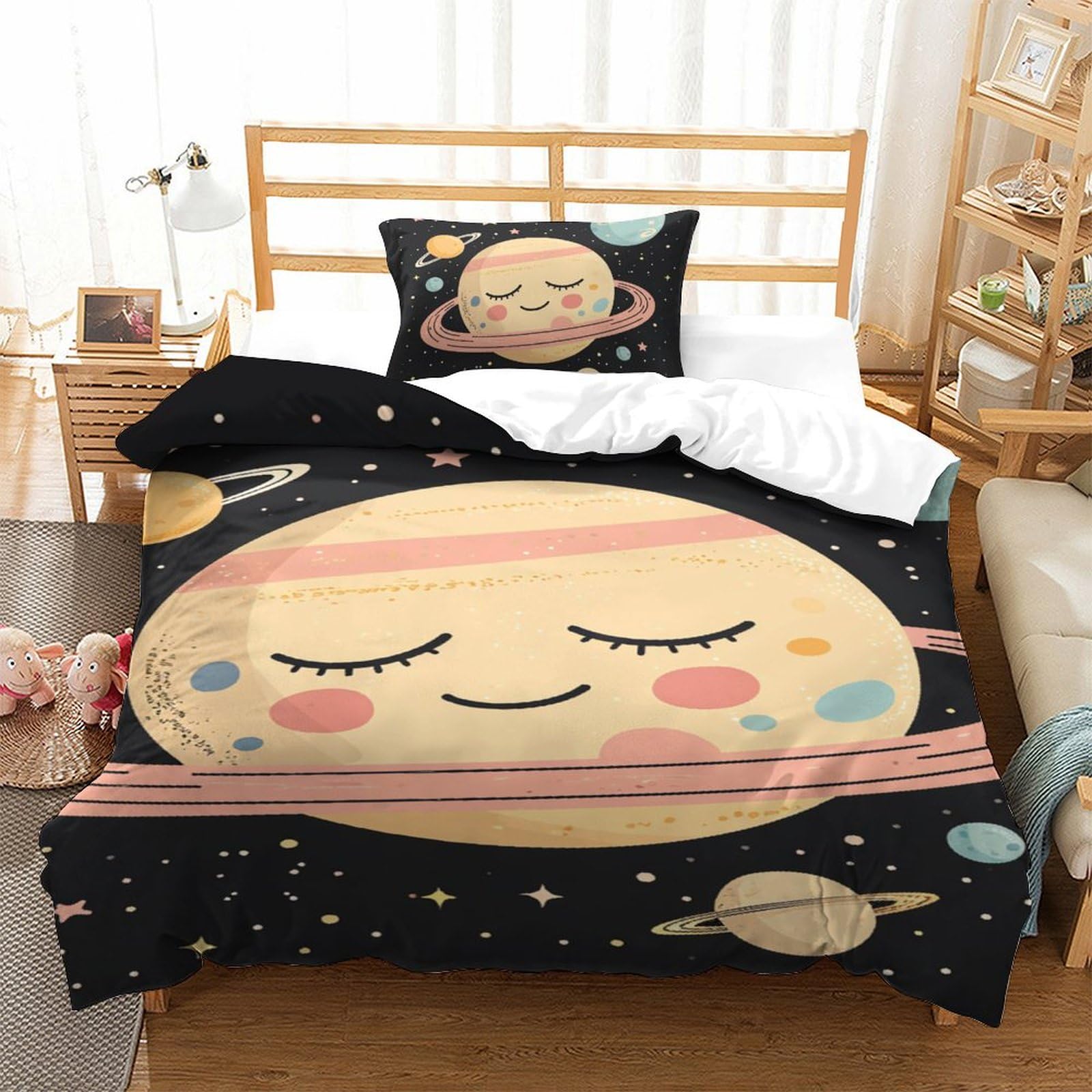 Housse de couette 135x200 microfibre 3D lit simple fermeture éclair garçon