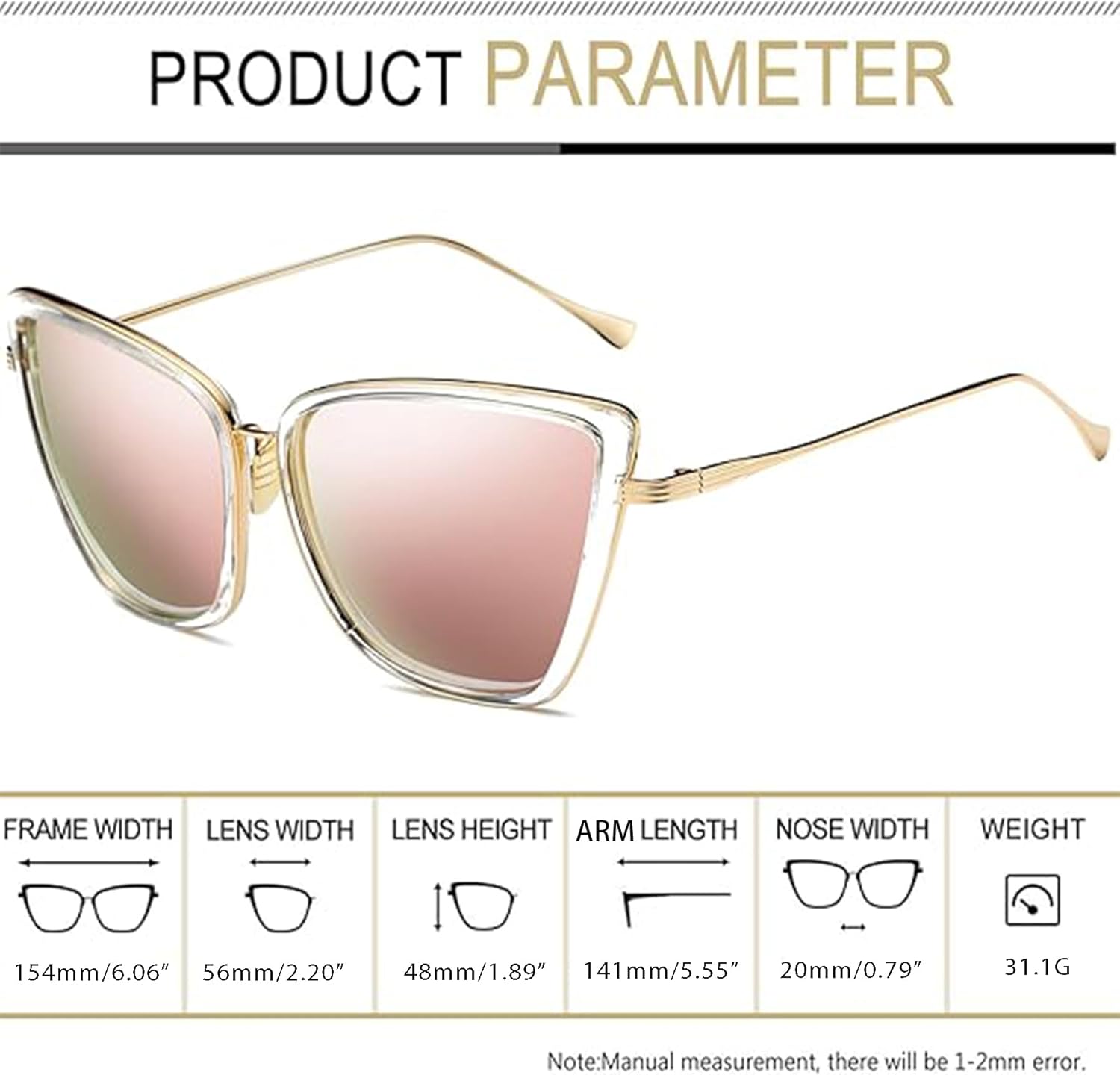 Joopin Oversized Cateye Sunglasses for Women Fashion Cat Eye Sun Glasses UV Protection Ladies Shades Sunnies - Image 4