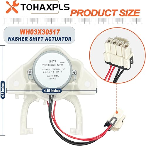 Miniatura 4 de WH03X30517 Reemplazo del actuador de cambio de arandela para piezas de lavadora GE, incluye correa de transmisión de lavadora WH01X27538, embrague