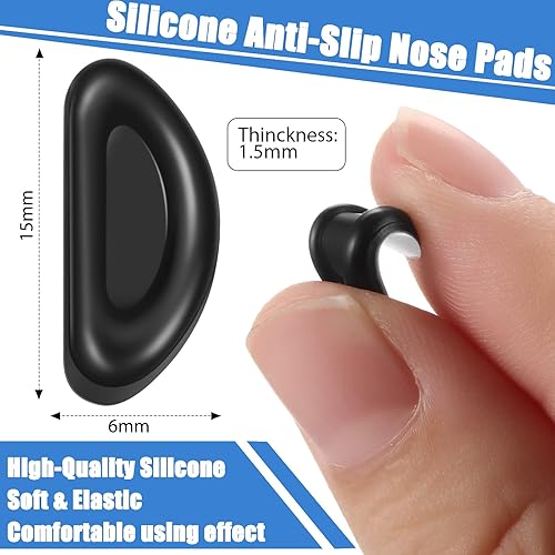 Miniatura 8 de Frienda 24 pares de almohadillas antideslizantes para la nariz para gafas, de silicona, antideslizantes para gafas, almohadillas finas para la nariz