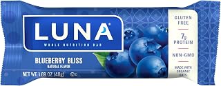 LUNA Bar - Blueberry Bliss Flavor - Gluten-Free - Non-GMO - 7-9g Protein - Made with Organic Oats - Low Glycemic - Whole Nutrition Snack Bar - 1.69 oz.