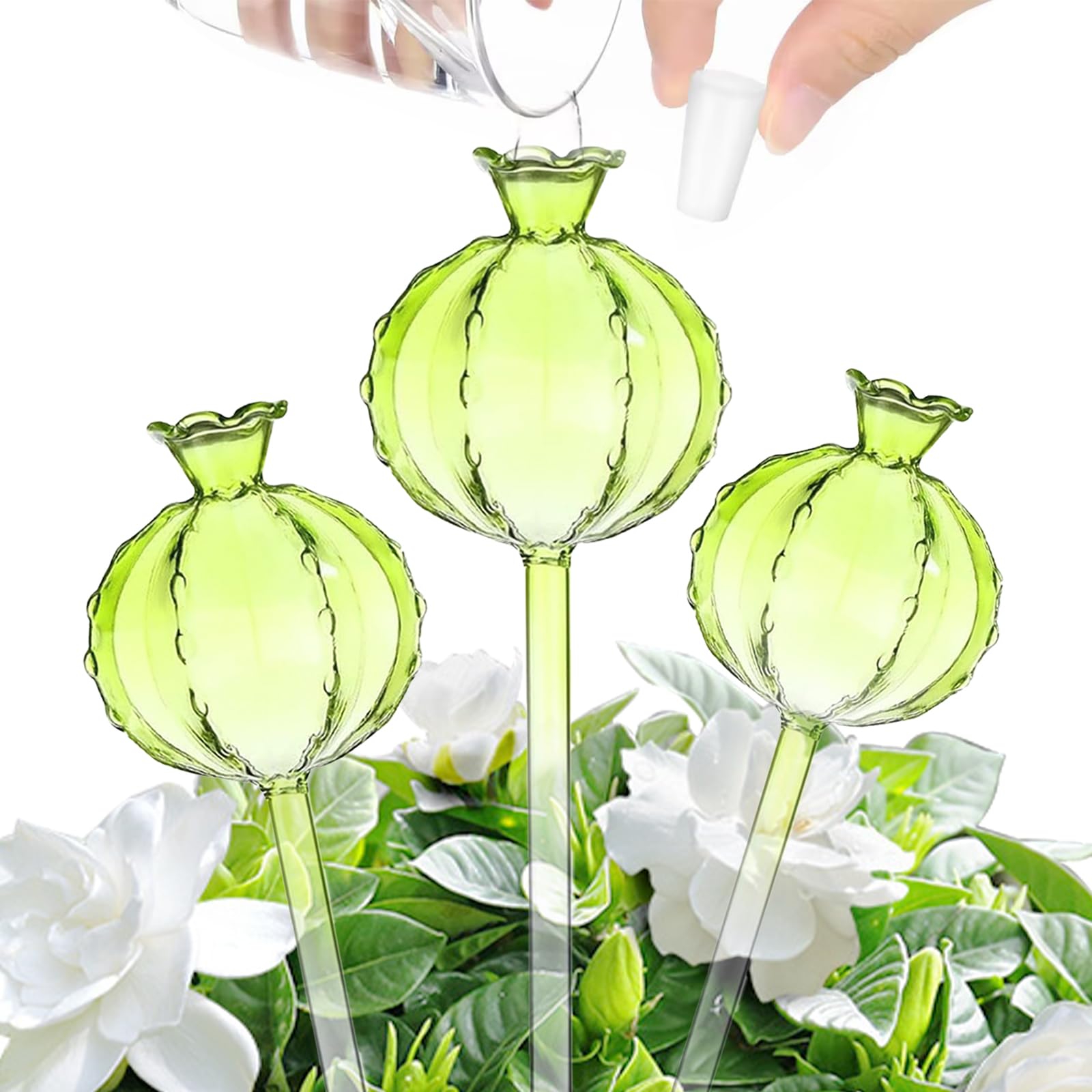 Globes d'arrosage automatique en verre soufflé lot de 3 pour plantes d'exception