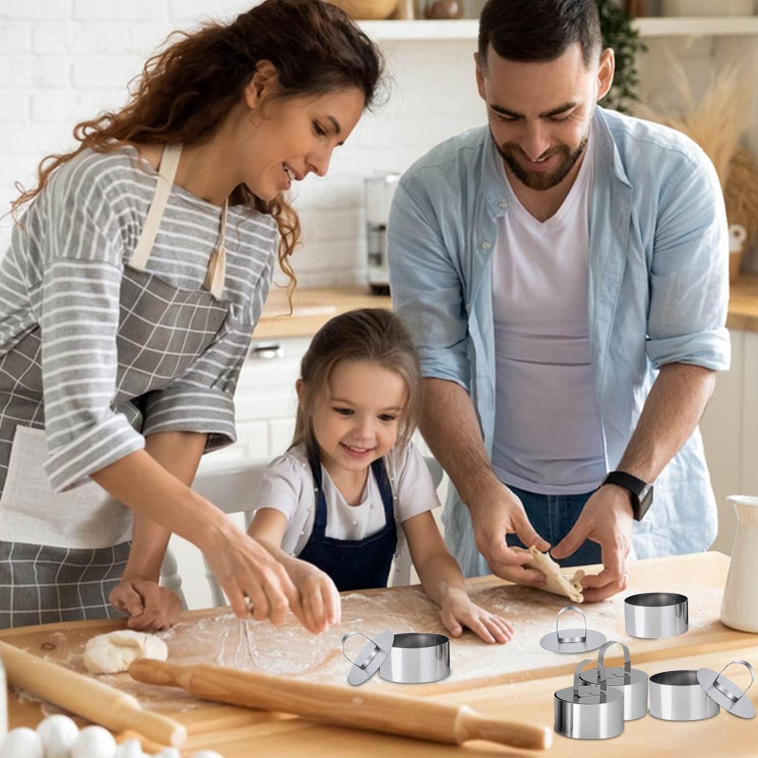 Coppapaste In Acciaio Inox - 8 Pezzi Con Coperchi Per Dolci E Biscotti - Foto 2