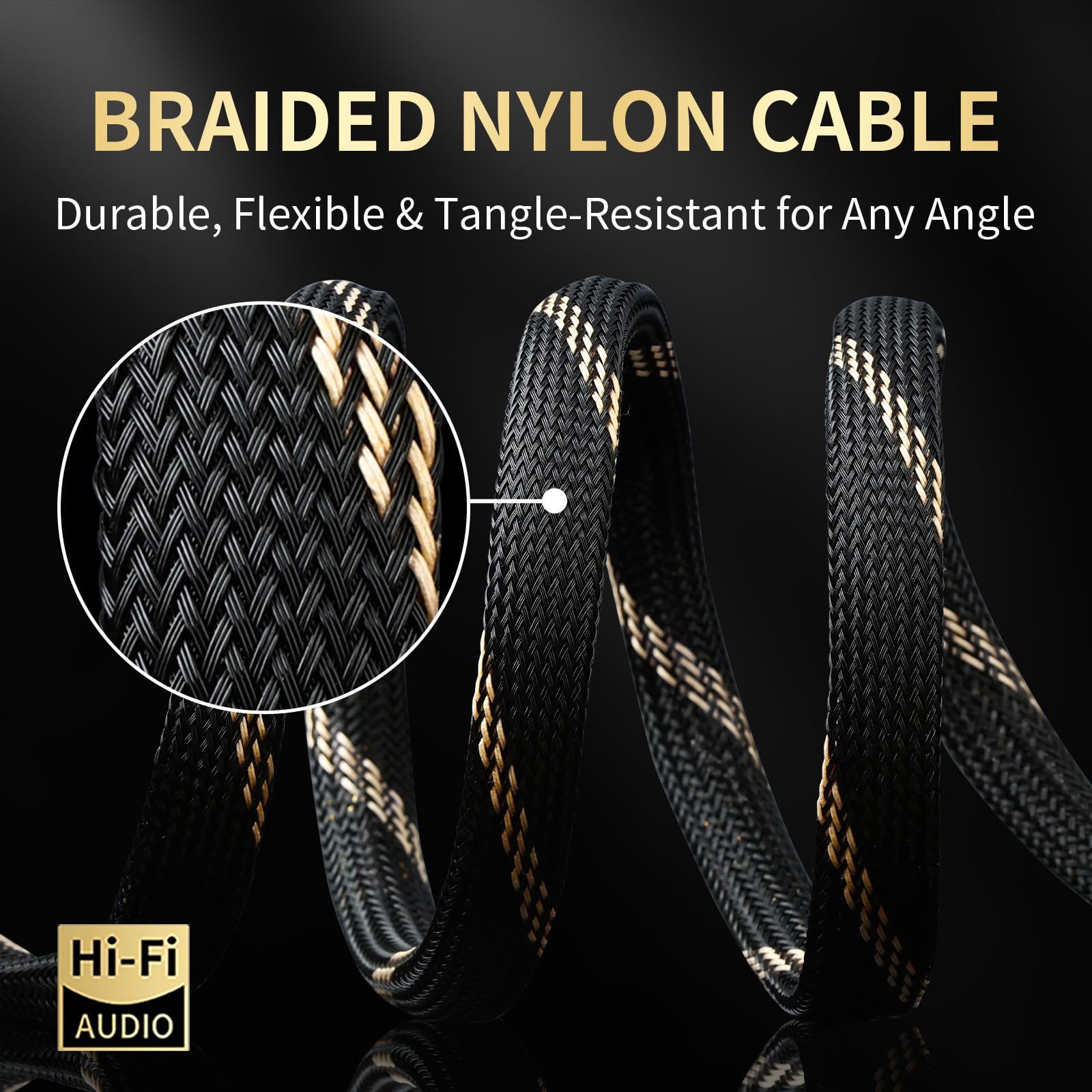 Cavo audio per altoparlanti HiFi audiophile 12AWG, nucleo OFC 4N, connettori a banana placcati oro 24 K con treccia di nylon; compatibile con amplificatori, altoparlanti, home theater e