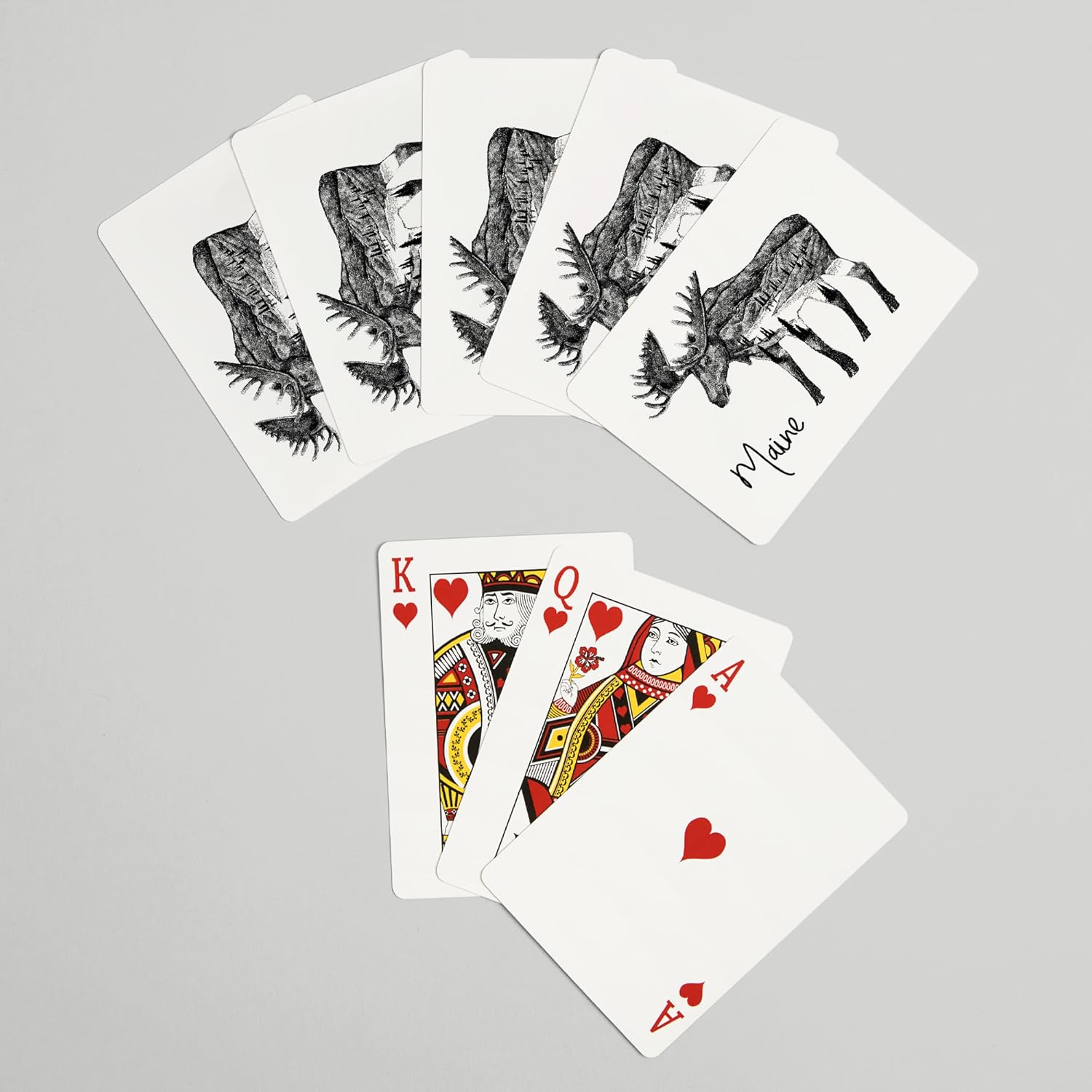 Lantern Press Maine, Moose Double Exposure, 52 Playing Cards for Adults, Poker Size Card Deck