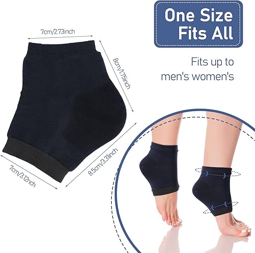 Miniatura 4 de Sibba 2 pares de calcetines de talón de gel, calcetines suaves hidratantes para tratamiento de talón agrietado, ventilar calcetines de punta