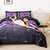 Vista 26 de Feelyou Juego de edredón gamer para niños y adolescentes, edredón tamaño individual con controlador de videojuegos, ropa de cama de 2 piezas