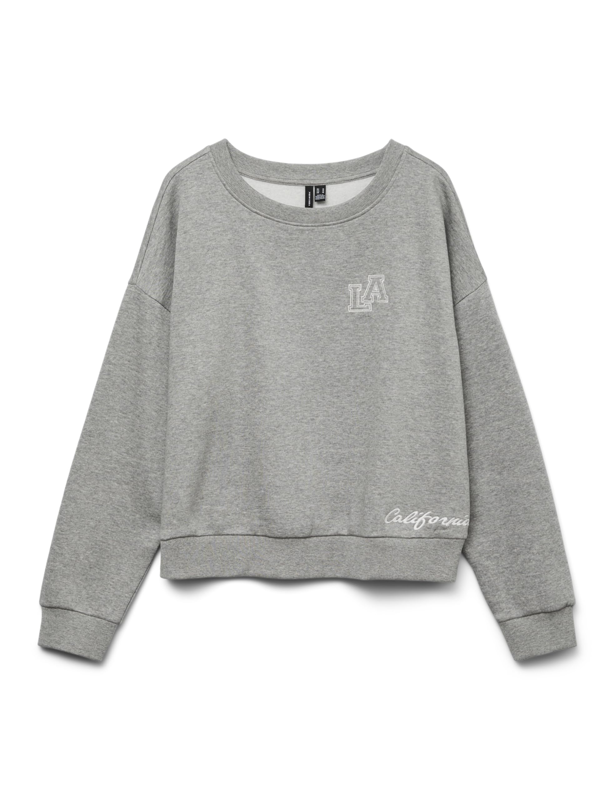 VERO MODA Vmtrina Ls Sweat Box JRS Boo, Light Grey Mix, XS