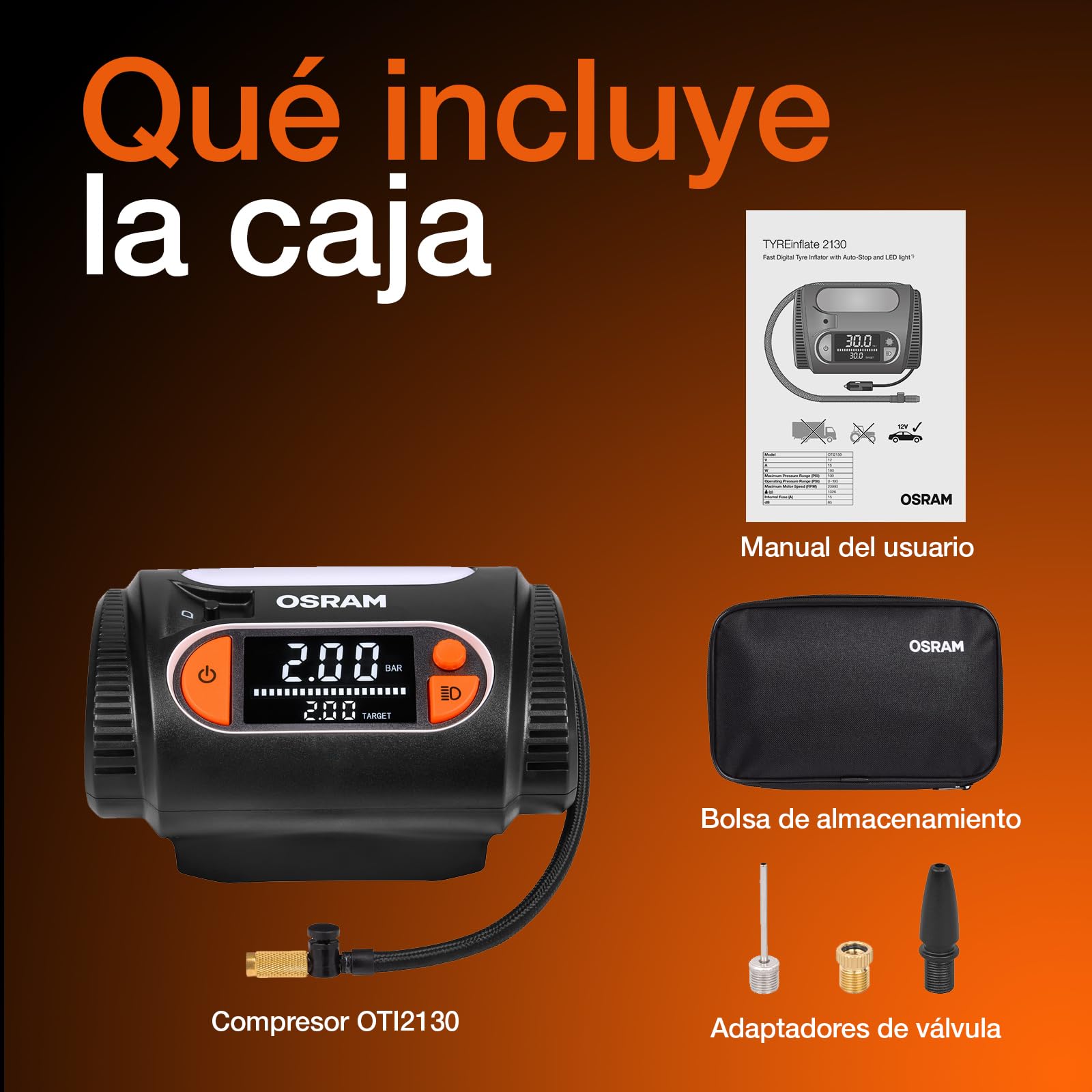 OSRAM OTI2130 Medidor de presión de neumáticos