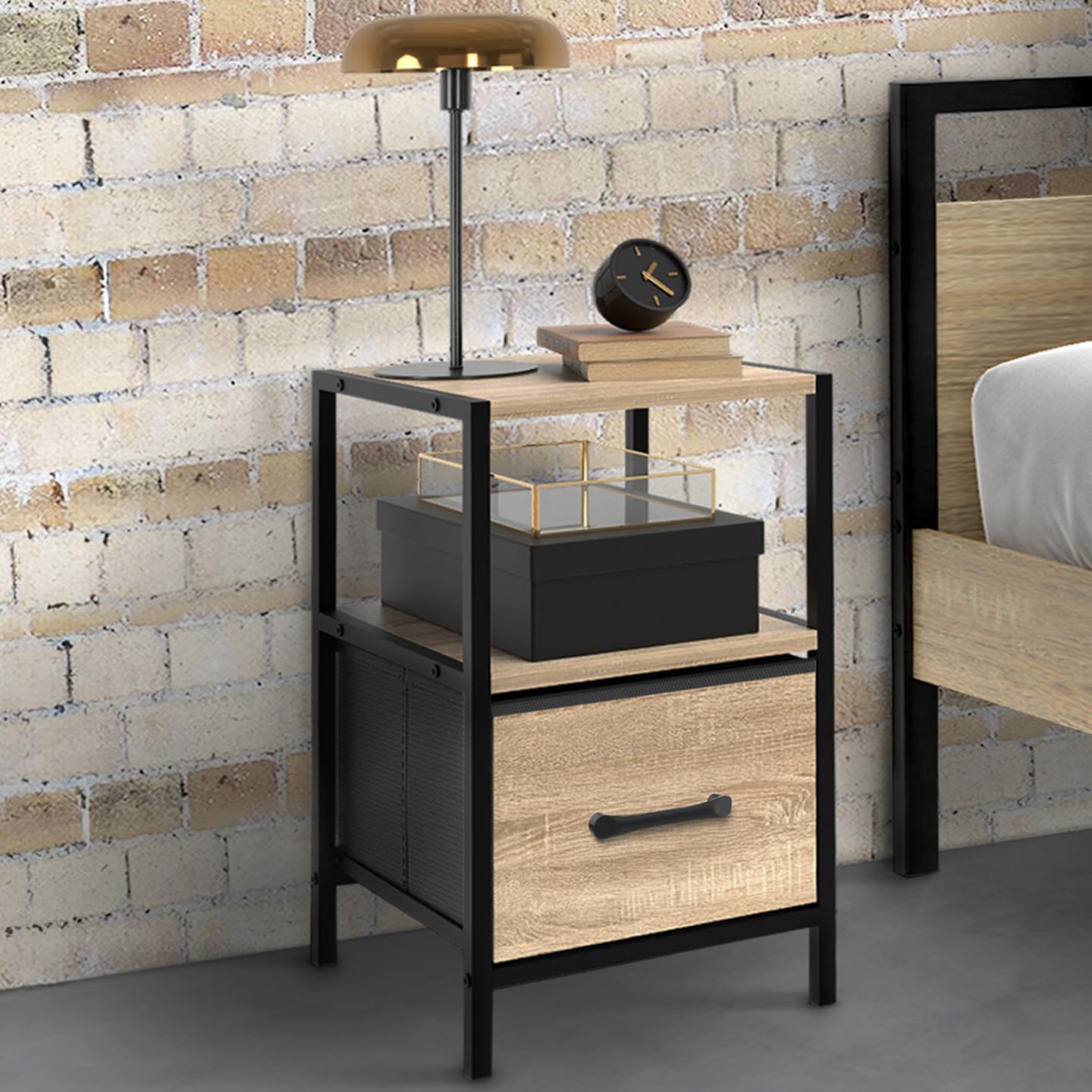 IDMarket - Lot de 2 Tables de Chevet Utah 1 tiroir et 1 Niche