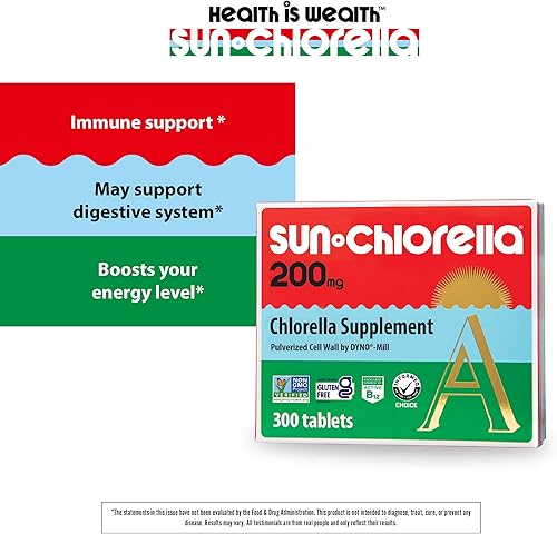 Miniatura 3 de Sun Chlorella Suplemento superalimentario de algas verdes de 200 mg que apoya el bienestar del cuerpo entero defensa inmune salud intestinal y