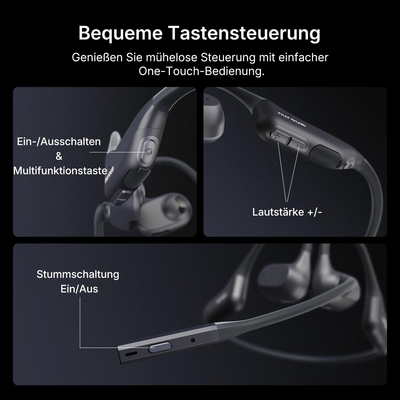 Nuroum OpenEar Pro 2 Kopfhörer Bluetooth 5.4 mit Mikrofon und Geräuschunterdrückung, Dual-Verbindung Wireless Headsets mit Dongle, Kabellose Headphones für Büro/Arbeit/Meeting, 12 Std Gesprächszeit