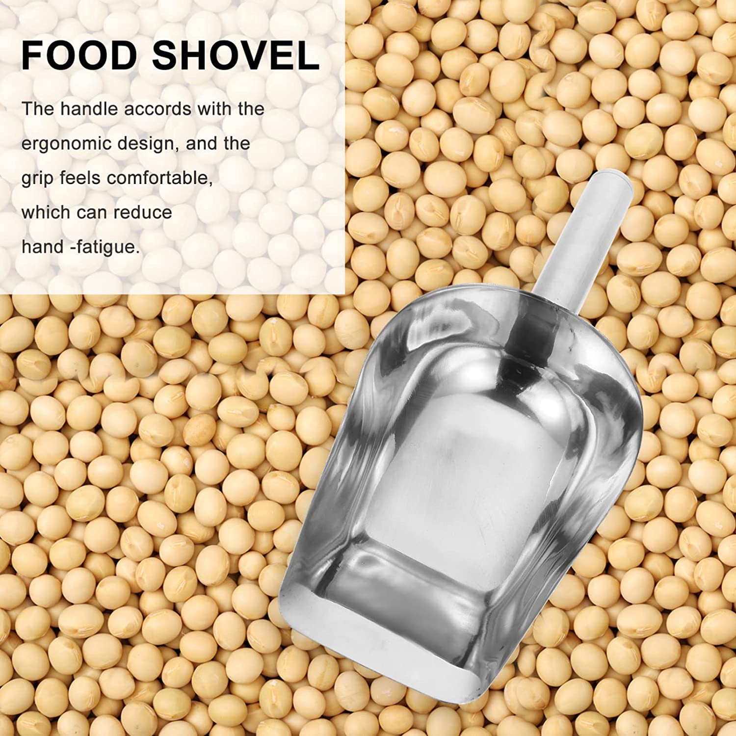 Eisschaufel aus Metall, Eisschaufel, Mehlschaufel: Edelstahl-Eisschaufel, Eiswürfelschaufel, flacher Boden, Gebrauchsschaufel für Bar, Küche, Popcorn, Süßigkeiten, Kaffeebohnen, 1 Tassenschaufel (F