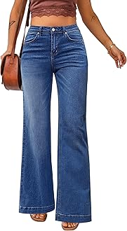 luvamia Wide Leg Jeans for Women High Waist Stretchy Classic Baggy Flare Jeans Denim Pants for Women