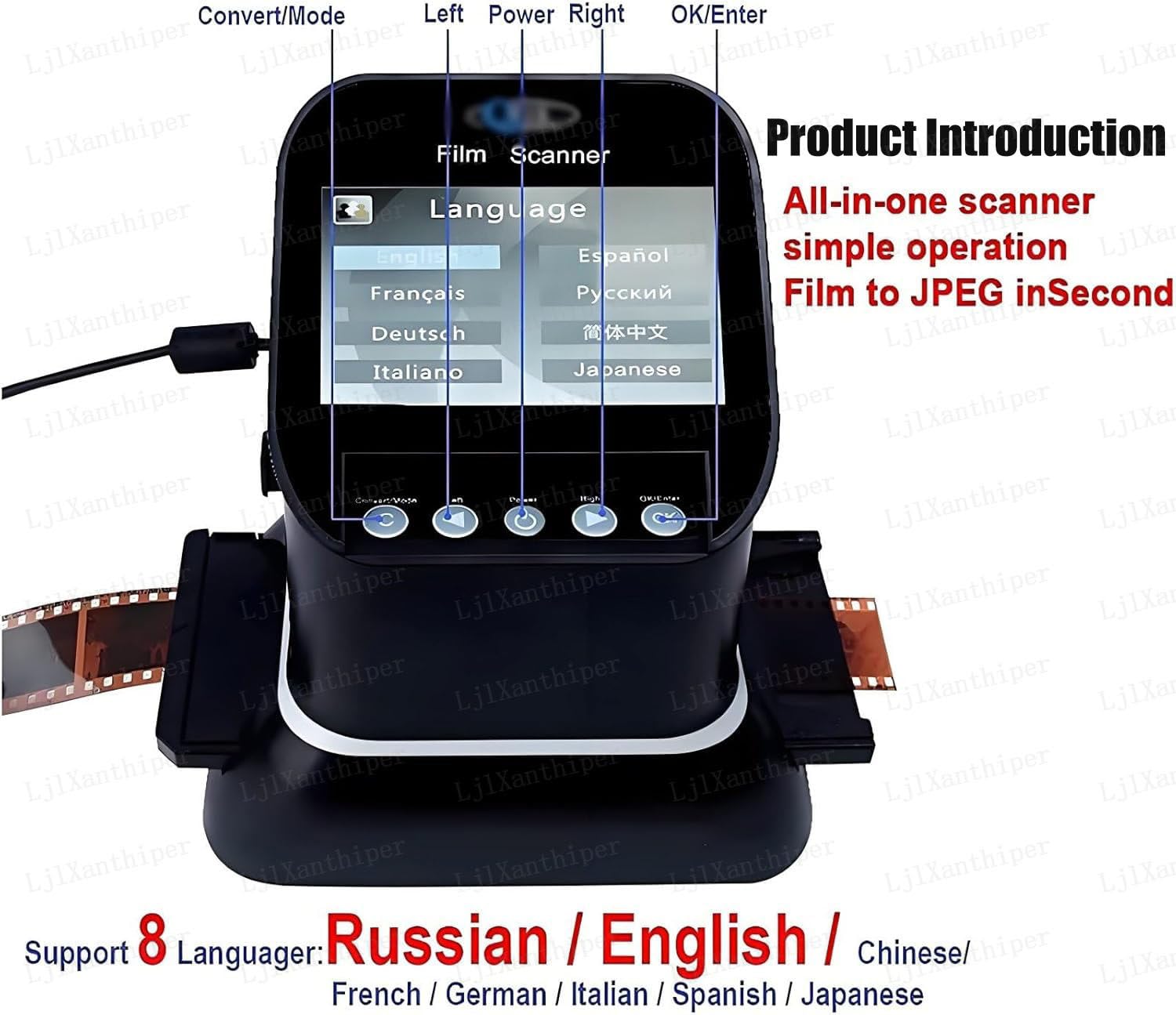 Scanner De Films Professionnel 22 Mp,Convertisseur Film Numérique,Grand écran Lcd 4.3 Pouces,Aucun Ordinateur Ni Logiciel Requis,Numérisation De Négatifs Et De Diapositives En Haute Résolution