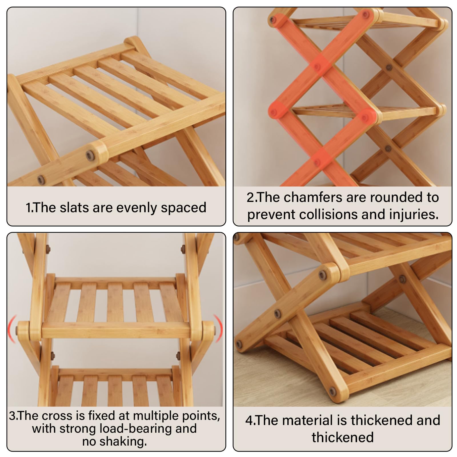 Étagère à Chaussures, Étagère Pliante pour Chaussures, Étagère à Chaussures en Bois, Meuble a Chaussures Entree, Étagère sur Pied pour L'entrée, pour Couloirs (8-stöckiges Schuhregal)