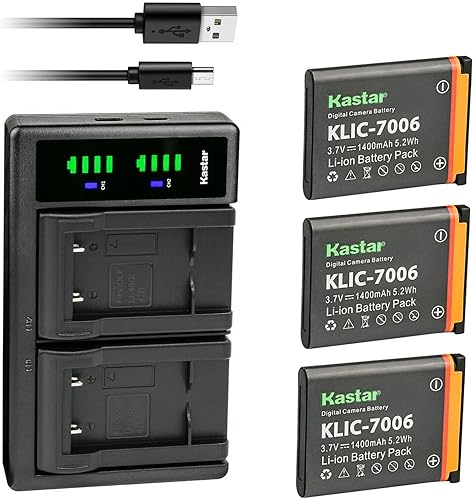 Miniatura 8 de Kastar Paquete de 1 batería KLIC-7006 y cargador USB LTD2 compatible con Kodak Easyshare M532, Easyshare M550, Easyshare M552, Easyshare M575,