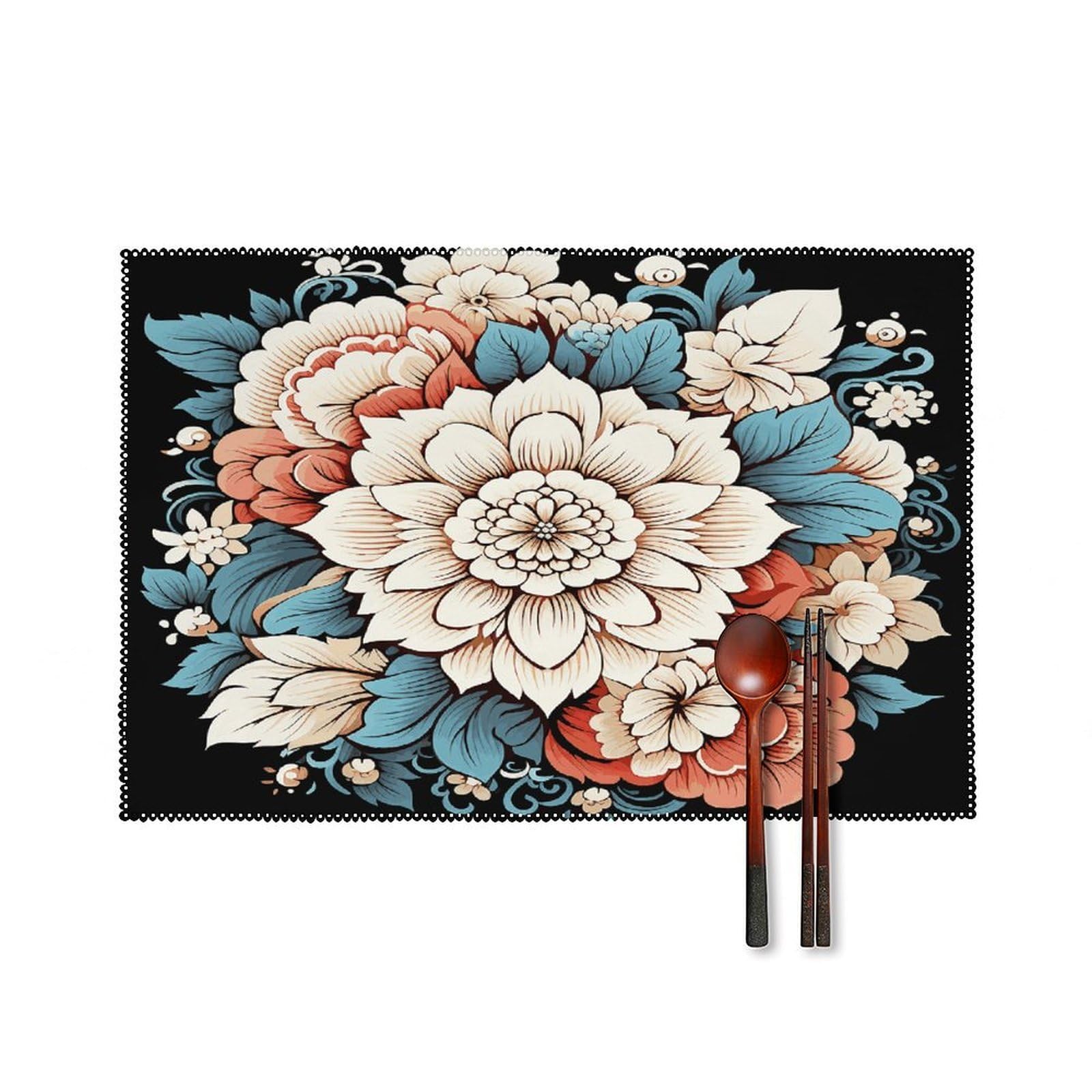 Fodpand Style Floral Print Placemats Set Of 4 Place Mats Table Mats