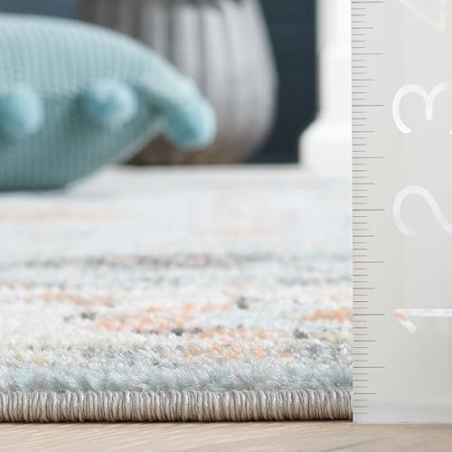 Miniatura 2 de SAFAVIEH Phoenix Collection - Alfombra cuadrada, 6 pies 7 pulgadas, color azul claro y gris marfil, diseño oriental, no desprende pelusa y de fácil