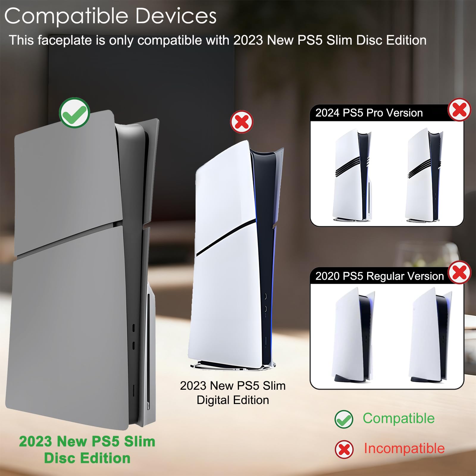 Piastre frontali antiurto per PS5 Slim Hard ABS Matte Cover per PS5 Slim Accessori, antipolvere e antigraffio, pannelli a scatto per PlayStation 5 Slim Disc Console (grigio)
