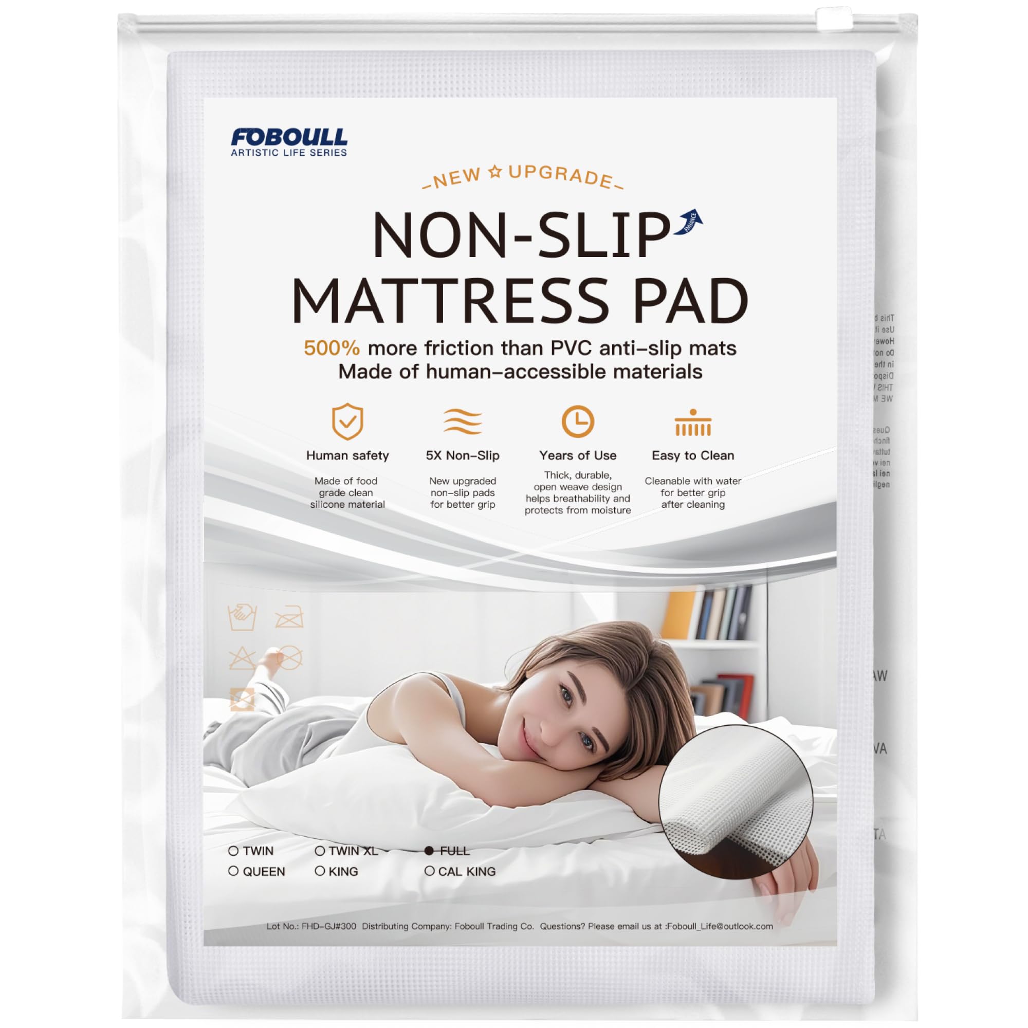 Silicone Mattress Slide Stopper and Gripper, 5X Anti - Slip, Non Slip Mattress pad,Keep Bed and Topper Pad from Sliding for Sofa, Couch, Chair Cushion, Mattresses, Easy Trim Pads, Full