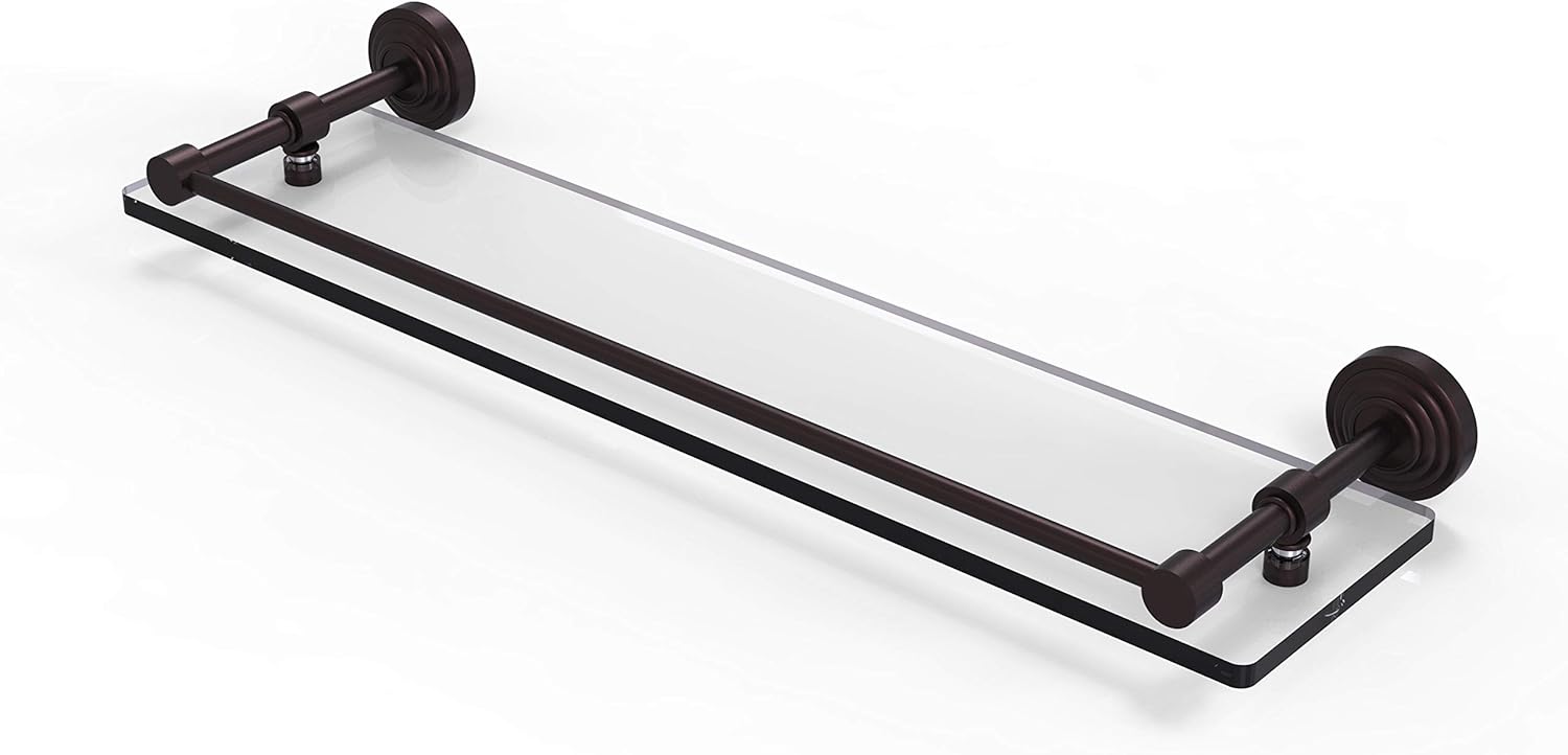 Allied Brass WP-1/22-GAL-ABZ Waverly Place 22 Inch Tempered Gallery Rail Glass Shelf, 22-Inch, Antique Bronze