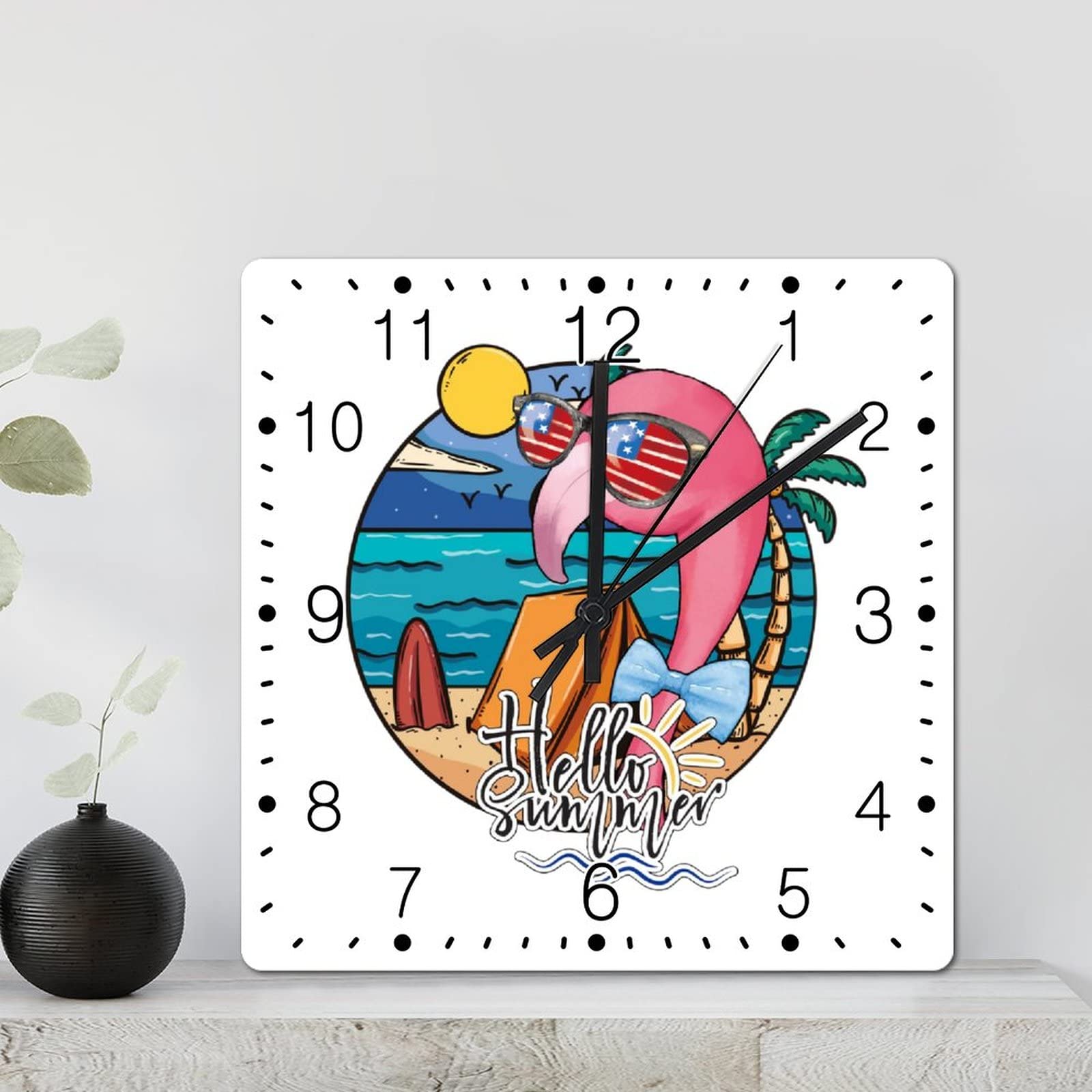 Horloge murale colorée Hello Summer en bois de 30cm pour salon
