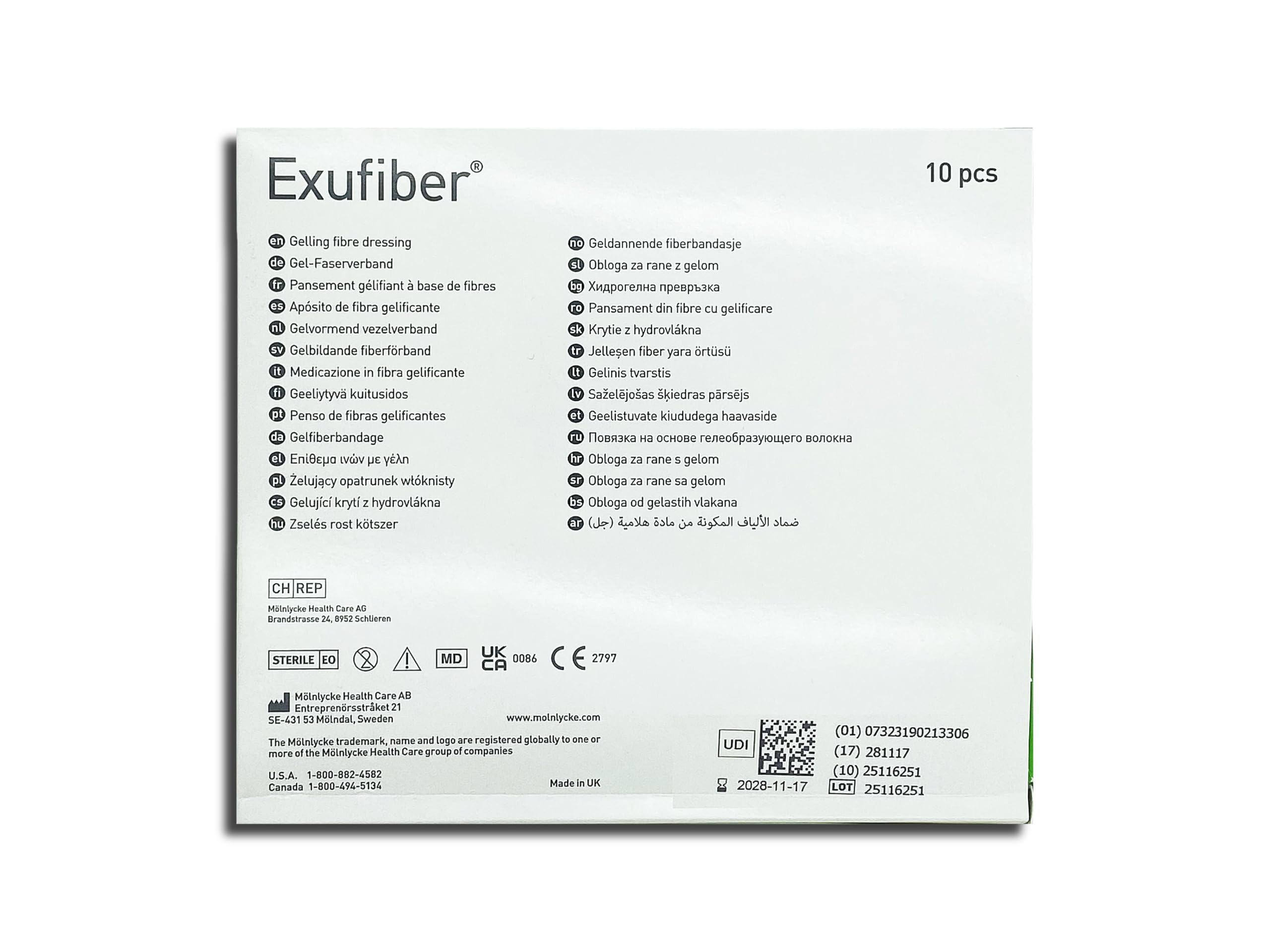 10x10cm, Gel-Faserverband, 10-pack