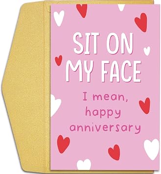 Qiliji Dirty Anniversary Card for Wife Girlfriend, Funny Anniversary Card from Husband Boyfriend, Raunchy Anniversary Card Gifts for Her, Sit On My Face