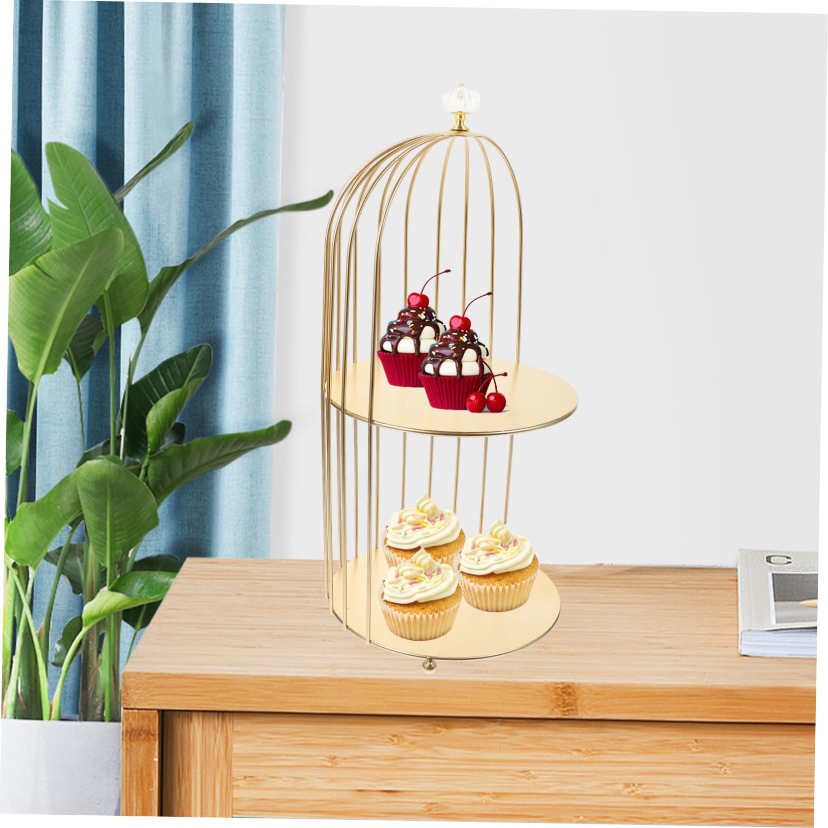 Alipis Doppelstöckiger Vogelkäfig Kuchenständer Dekorativer Make-up Hochwertiger Aufbewahrungsständer Für Hochzeit Party Vintage Kosmetikständer Für Deko Und Schmuck