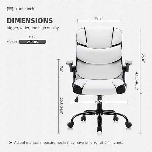 Miniatura 2 de SEATZONE Silla de escritorio de oficina en casa, silla de oficina ergonómica de respaldo alto, sillas de escritorio de soporte lumbar con ruedas y
