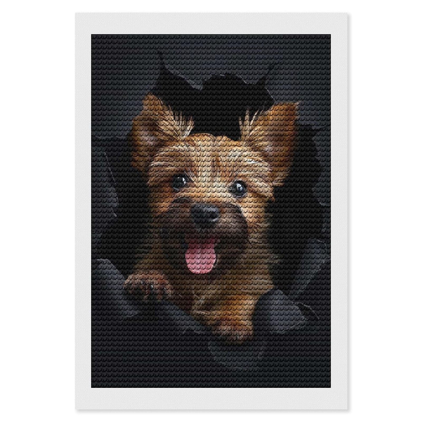 Junmoney Norwich Terrier Diamond Painting Kit 8"x12", Festive Craft Gift, Bedroom Decor, Full Kit Included, Creative Gift Idea