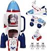 Spaceship Toy Set for Boys Girls, including 3 Astronauts Figure, 1 Space Rocket, 2 Space Rover, 1 Shuttle, Astro Venture Playset 10 Pcs 2 10 Pcs