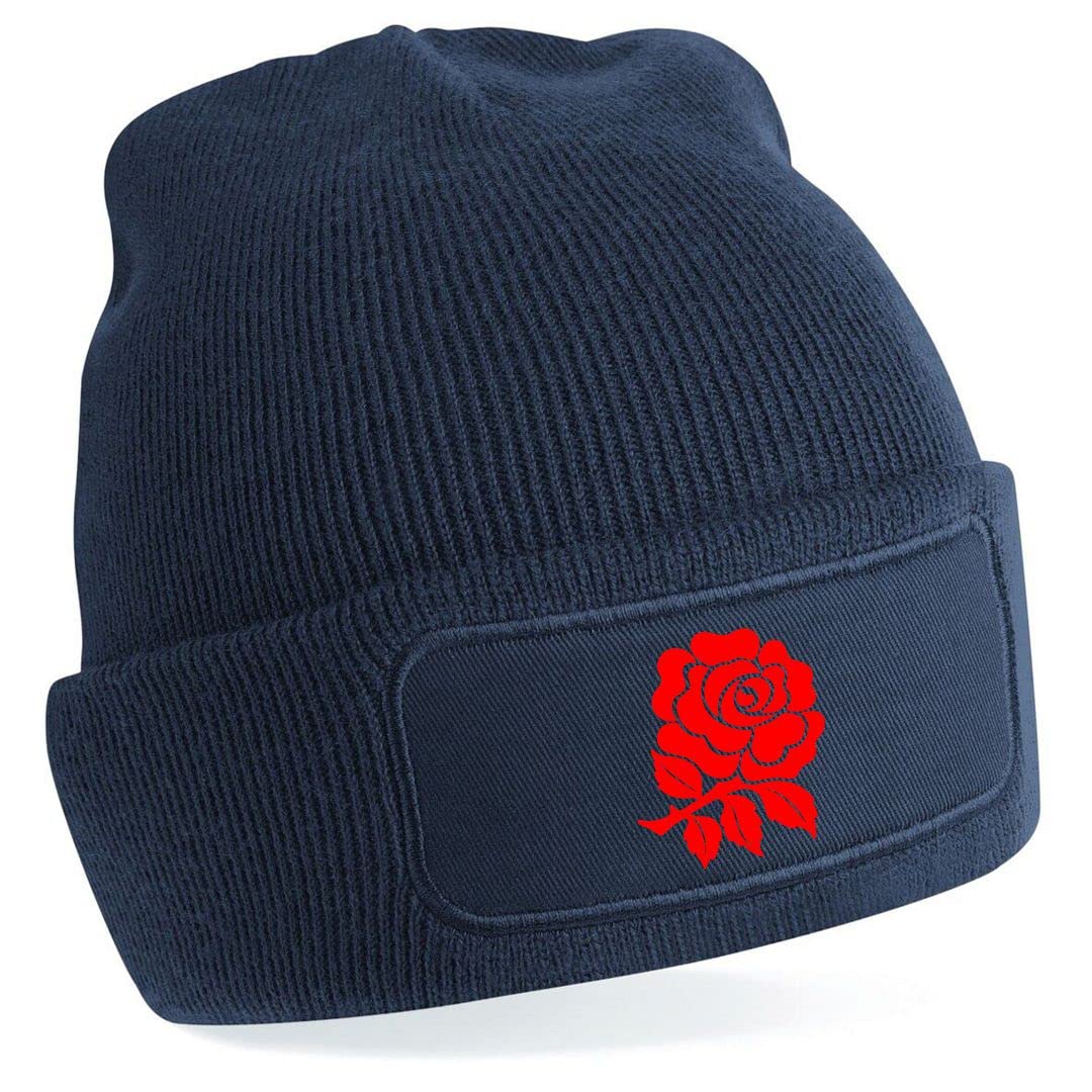 Cyclops Print England Beanie Rugby Hat Navy/Red
