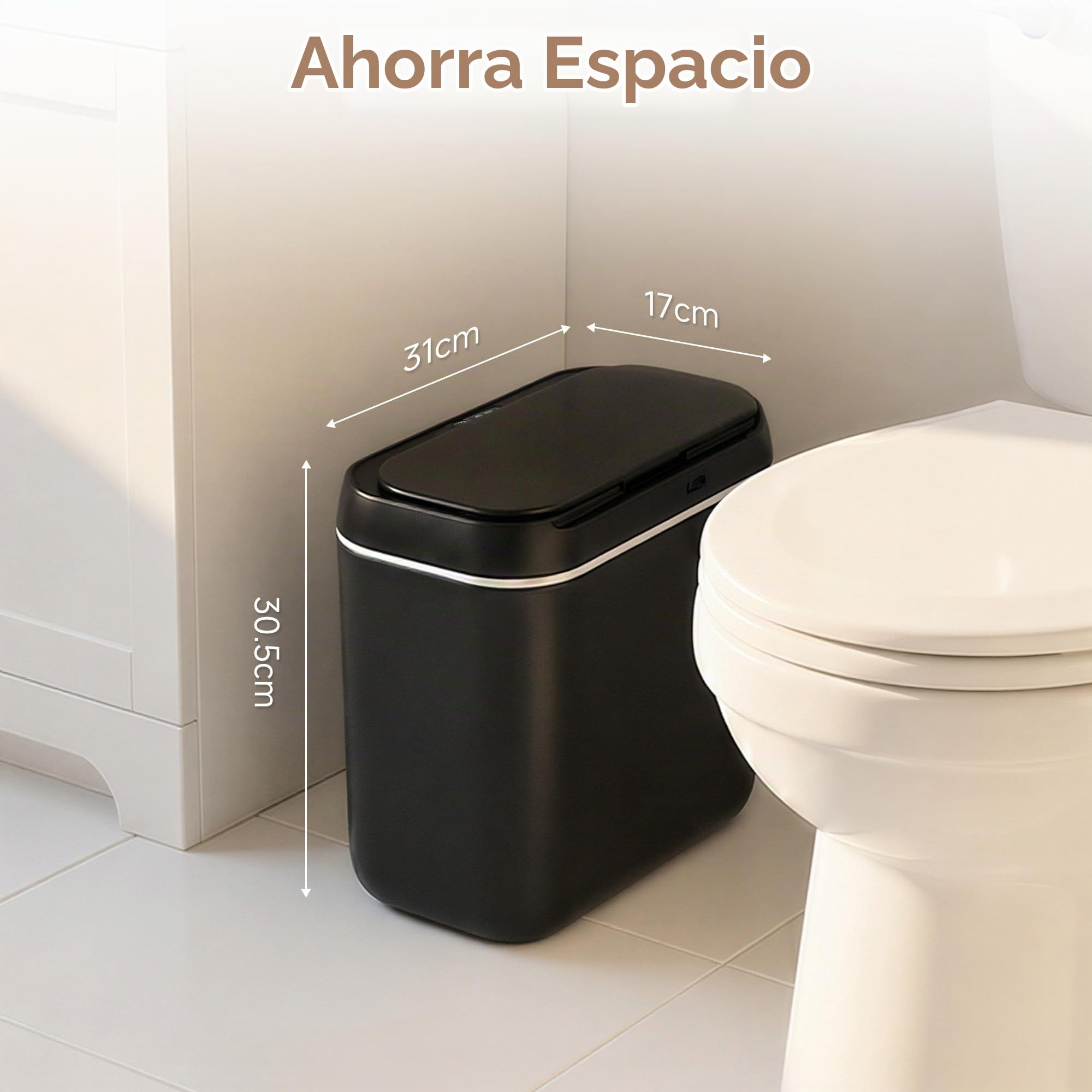 Juego de 2 Cubos de Basura con Sensor, Cubo de Basura Automático de 15L con Tapa, Sensor de Movimiento Inteligente, Silencioso, Impermeable, Cubo de Basura Eléctrico Para Oficina