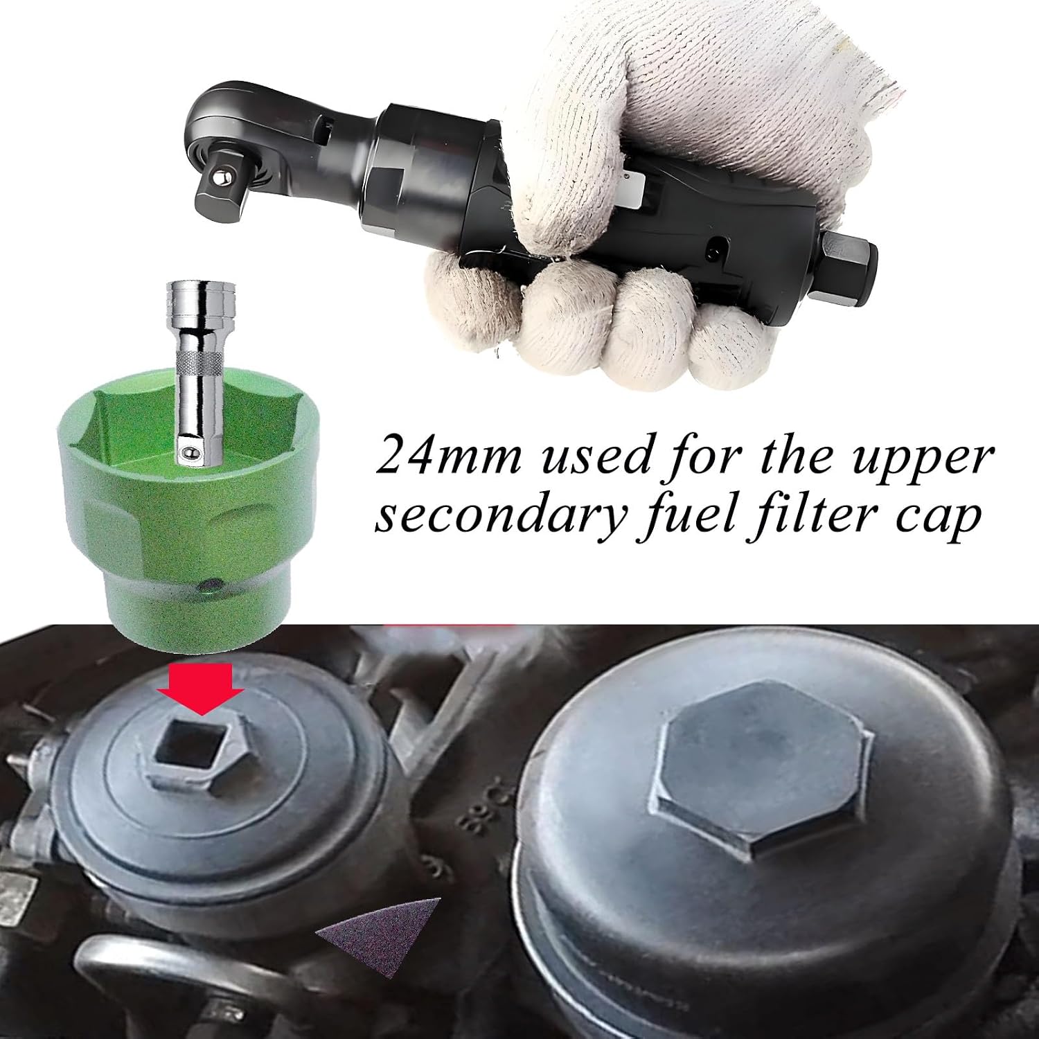 6.0 Powerstroke oil filter socket, only for Ford 6.0L/6.4L Powerstroke diesel,Fuel/oil Filter cap Removal socket tool-24mm/36mm socket