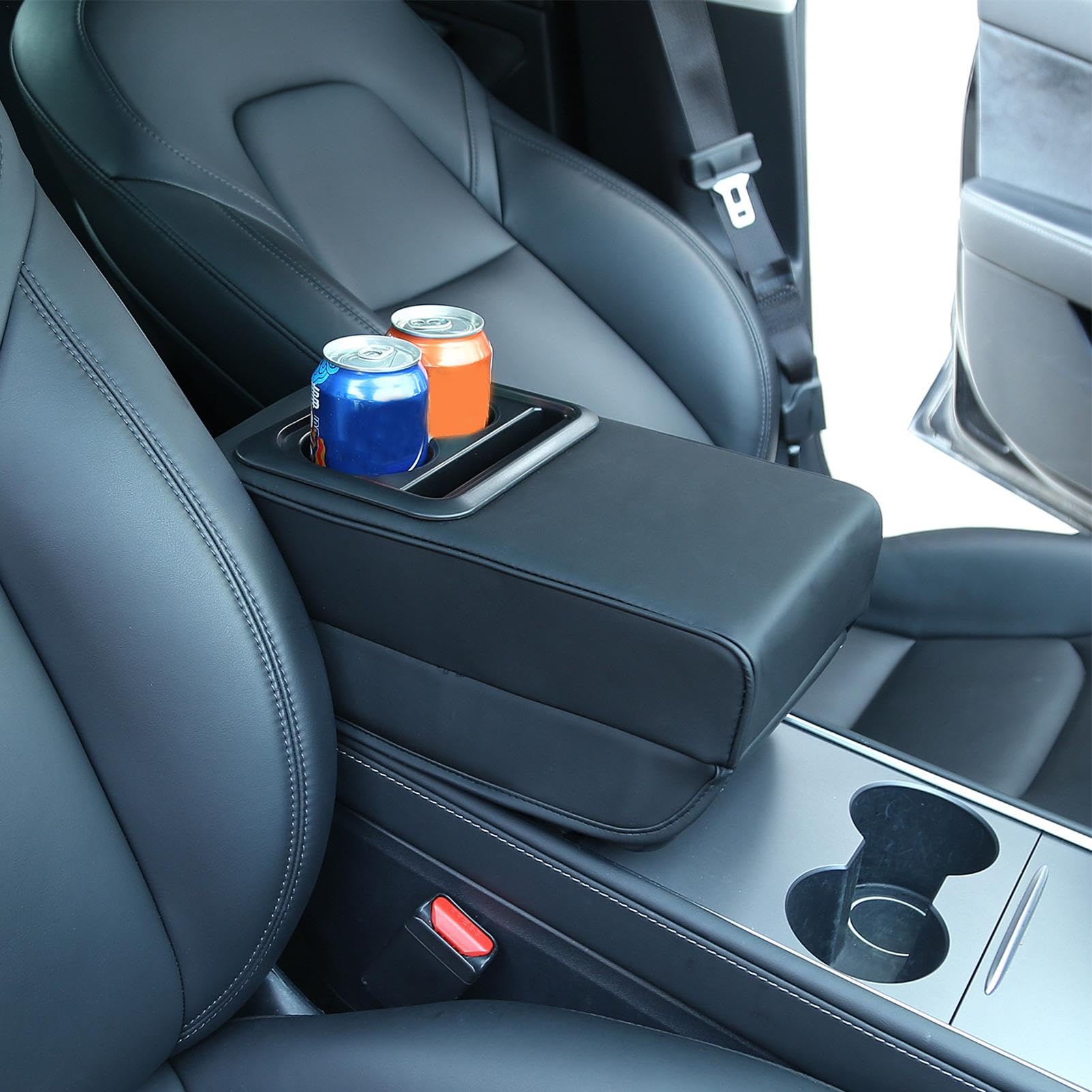 Almohadilla Organizadora Para Reposabrazos De Coche - Cojín Multifuncional Con Almacenamiento Y Luz Ambiental