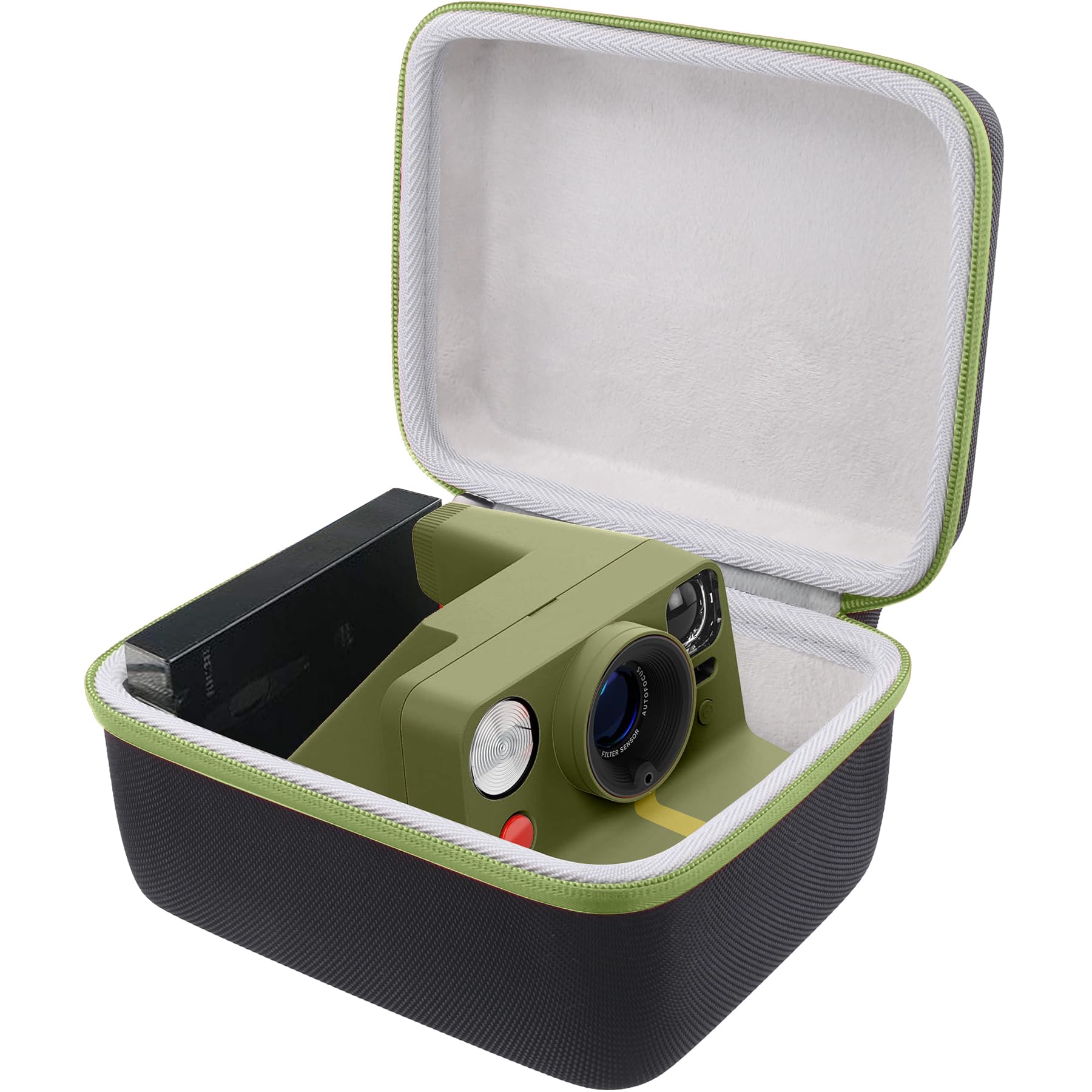 khanka Hard Carrying Case for Polaroid Now 3rd Gen I-Type,Now+ 3rd,Now 2nd,Now+ 2nd Gen,Flip,Originals Now I-Type,Originals Now+,I-2,OneStep+,OneStep 2 Instant Film Camera(Green Zipper)