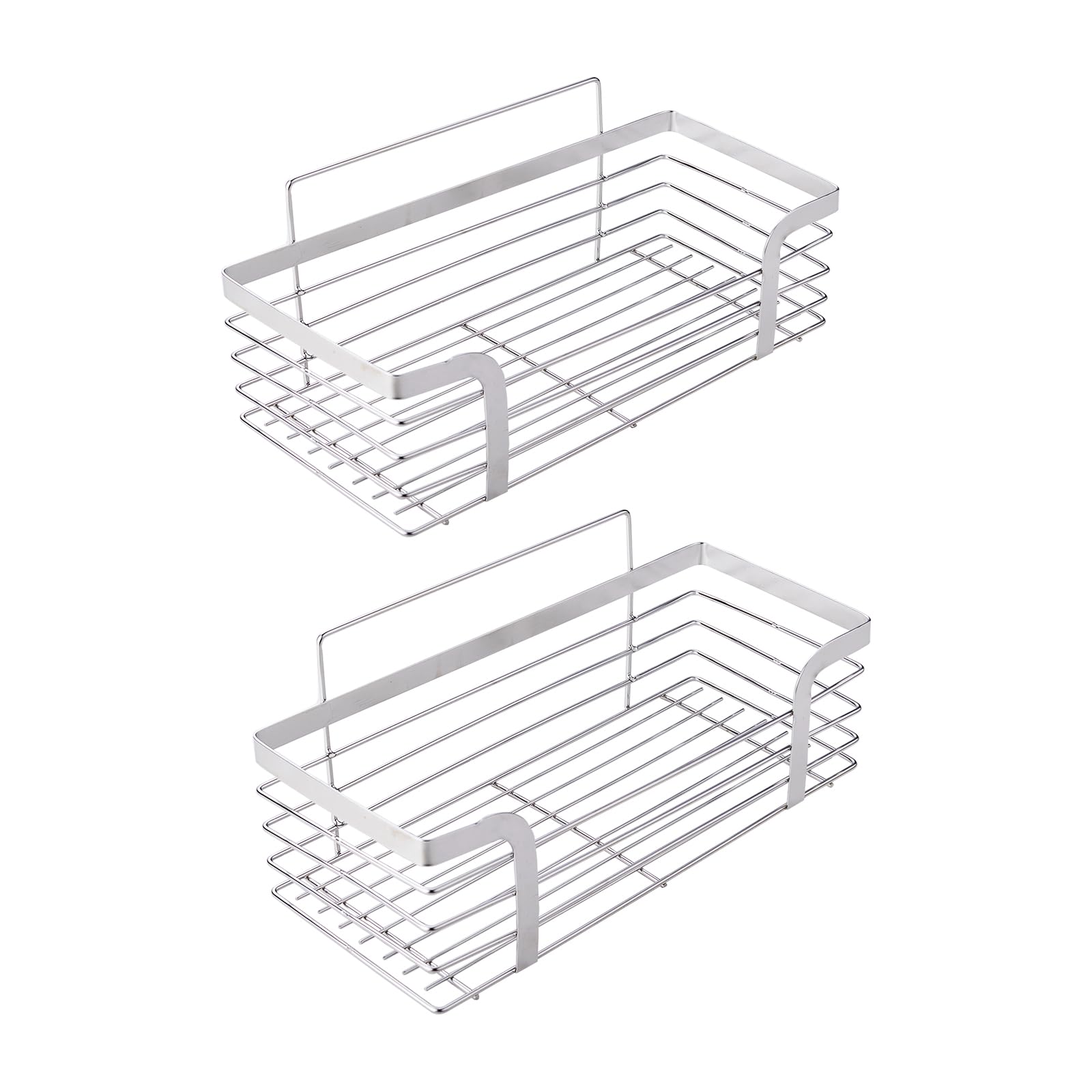Ibergrif M34036A Estante de Ducha, Estantería Baño sin Taladros, Organizador Ducha Autoadhesivo, Montaje de Pared, 2 Piezas, Plata