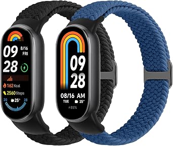 Braided Strap for Xiaomi Smart Band 10/Xiaomi Smart Band 9/Xiaomi Smart Band 8 Straps for Women Men, Elastic Adjustable Woven Replacement Bands for Mi Band 10/9/8