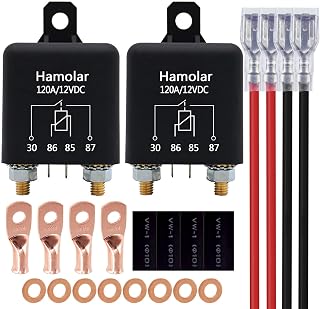 Hamolar 2 Pack 120A 12V Heavy Duty Starter Relay Switch - 4 Terminal SPST for Car Truck Boat Marine Split Charge