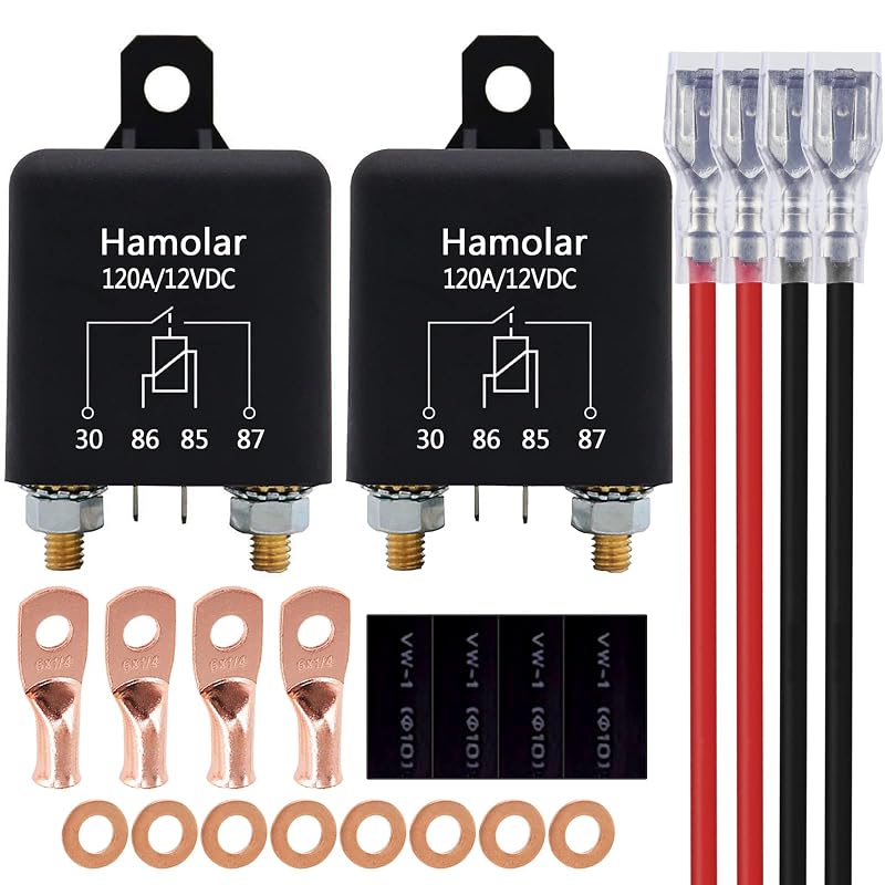Relé automotivo SPST Hamolar 12 V 120 A 4 pinos para carga contínua – Kit com 2 unidades