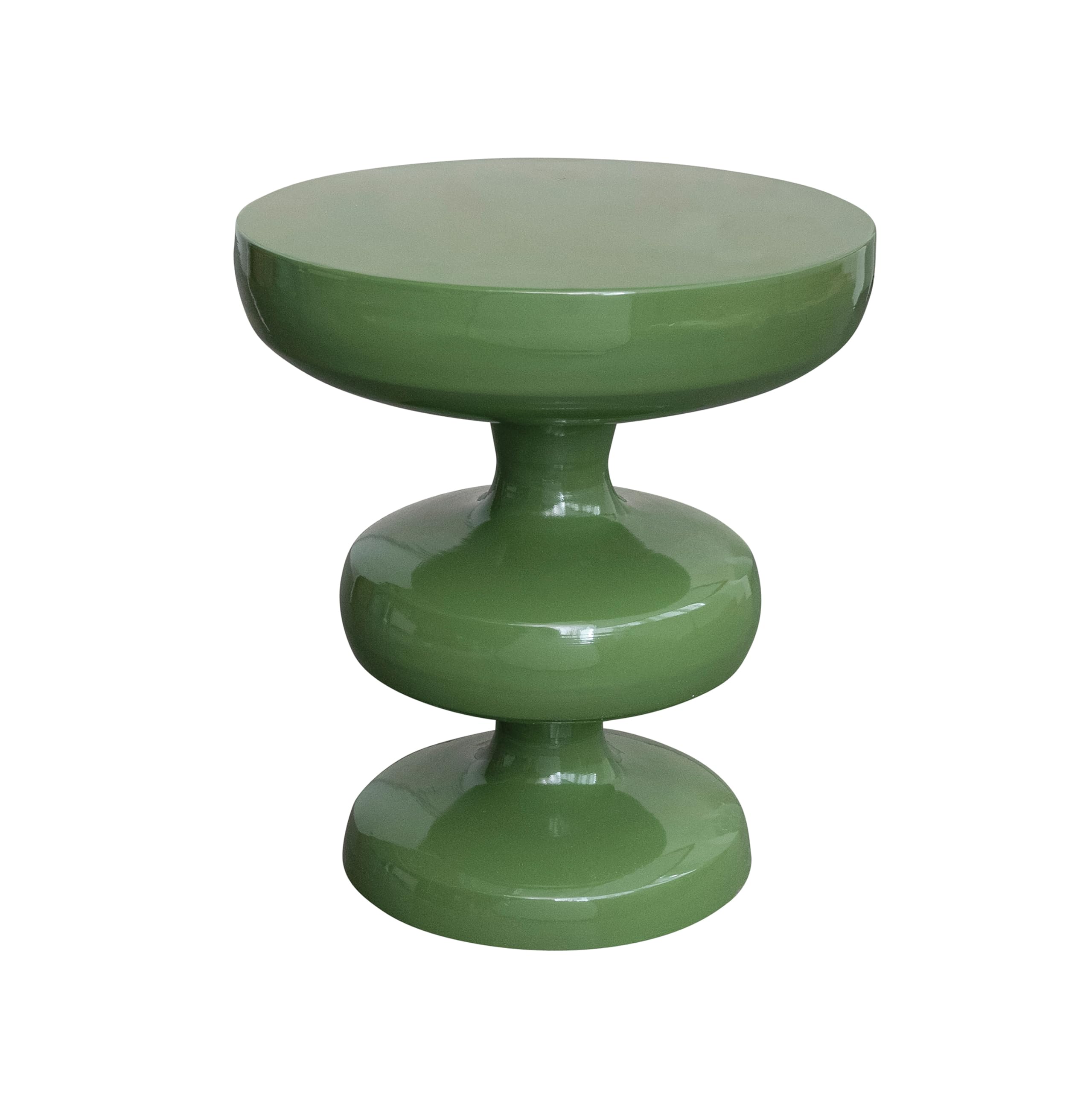 Creative Co-Op Round Metal Accent Table, Green Finish
