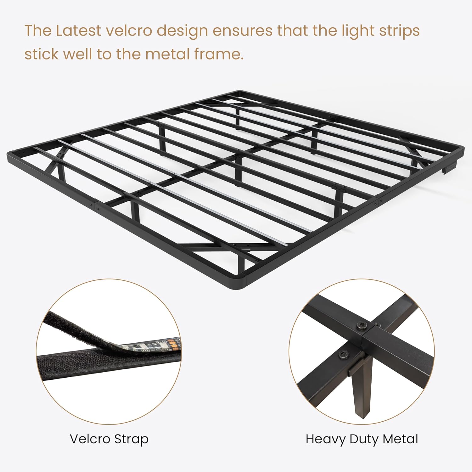 SHA CERLIN Floating Bed Frame King Size with Smart LED Lights and Charging Station, Heavy Duty Metal Platform Bed with Modern Design,No Box Spring Needed, Easy Assembly, Matte Black