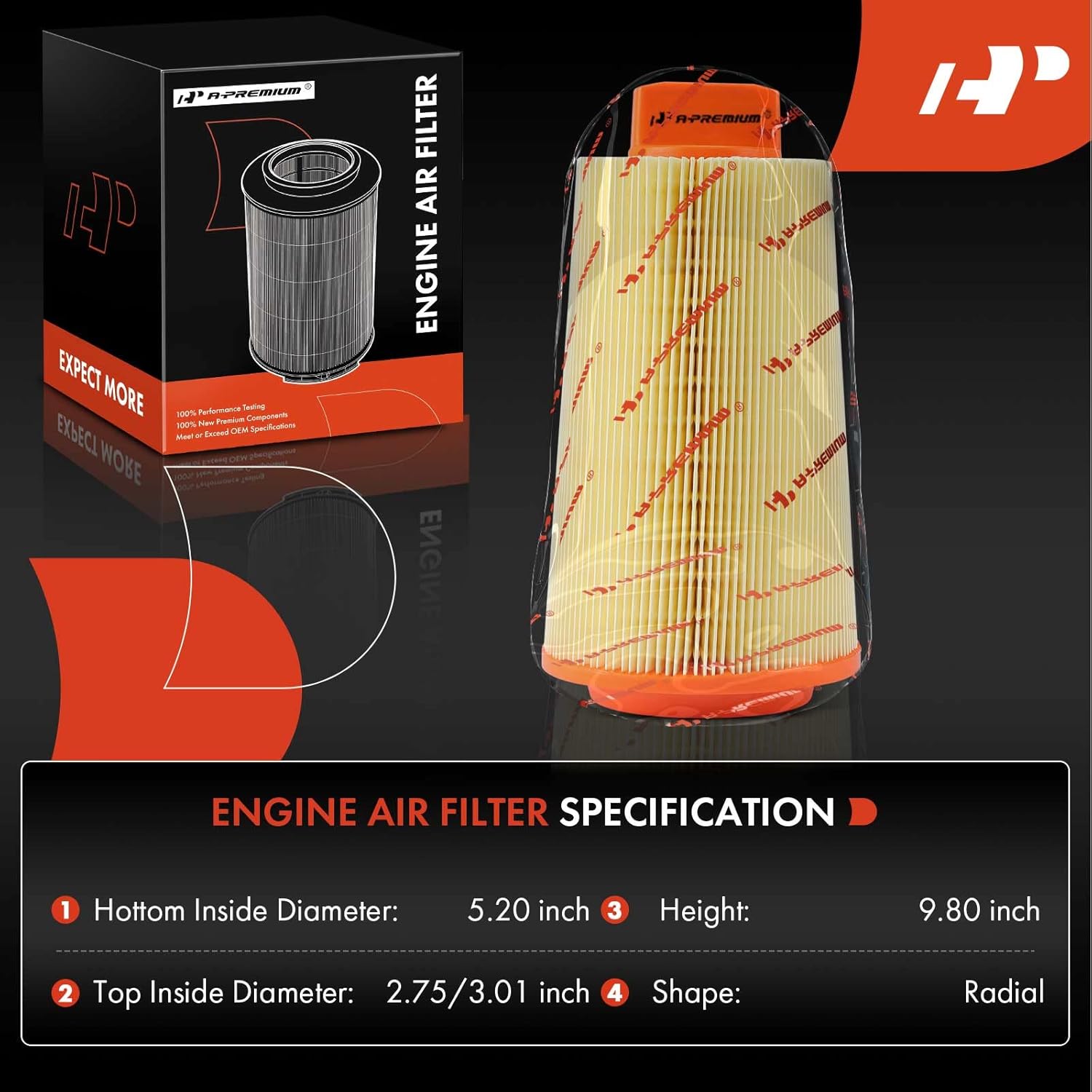 A-Premium 2-PC Engine Air Filter Compatible with Mercedes-Benz W203 Series C230 2003 2004 2005 L4 1.8L, Replace# 2710940204