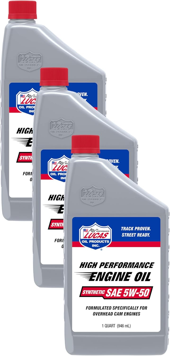 Lucas Oil 10101 Synthetic SAE 5W-50 Motor Oil - 1 Quart (Pack of 3)