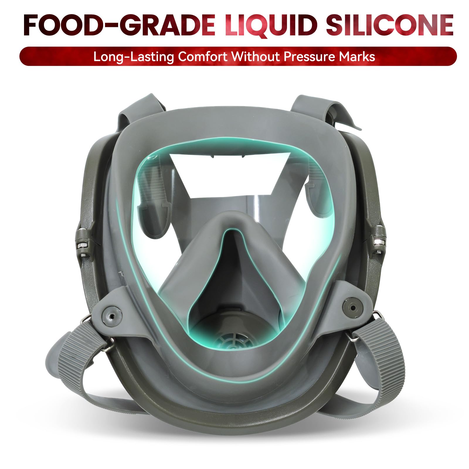 Maschera integrale per la polvere con 10 filtri, 15 in 1, maschera antipolvere riutilizzabile per levigatura, verniciatura, lucidatura, polvere fine, maschera per verniciatura a gas, con filtro