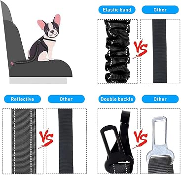 Universal Dog Seat Belt,Double Buckles Design Dog Seat Belt Tether,Seat Belt for Dog Car with Elastic Buffer and Adjustable,Pet Vehicle Harnesses for Most Cars,Perfect for Travel and Daily Use