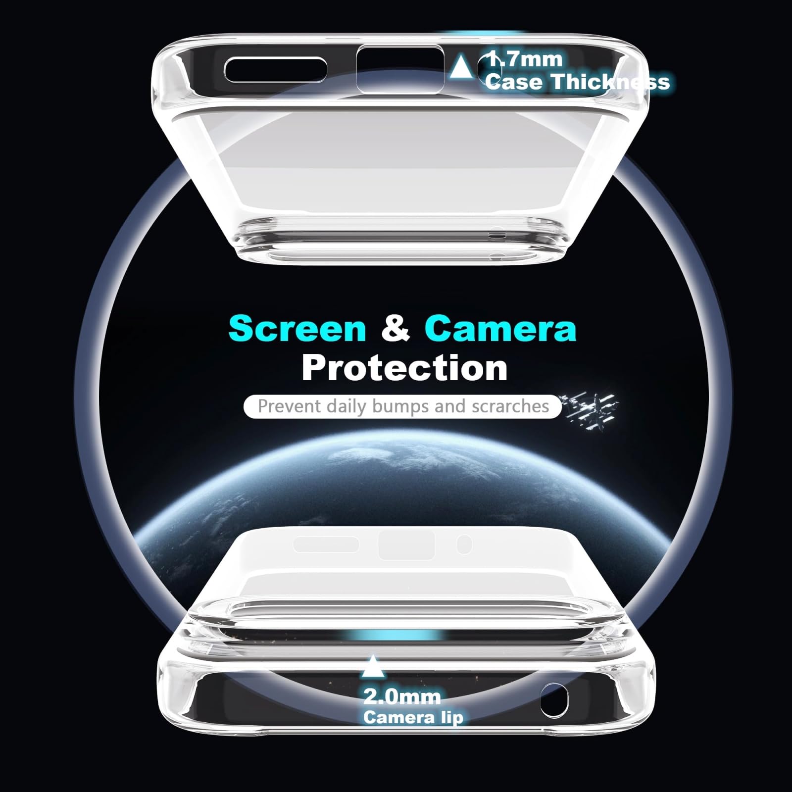 AHABIPERS Clear Phone Case for Google Pixel 9 and Pixel 9 Pro Case + 3 Tempered Glass Screen Protector - Image 4