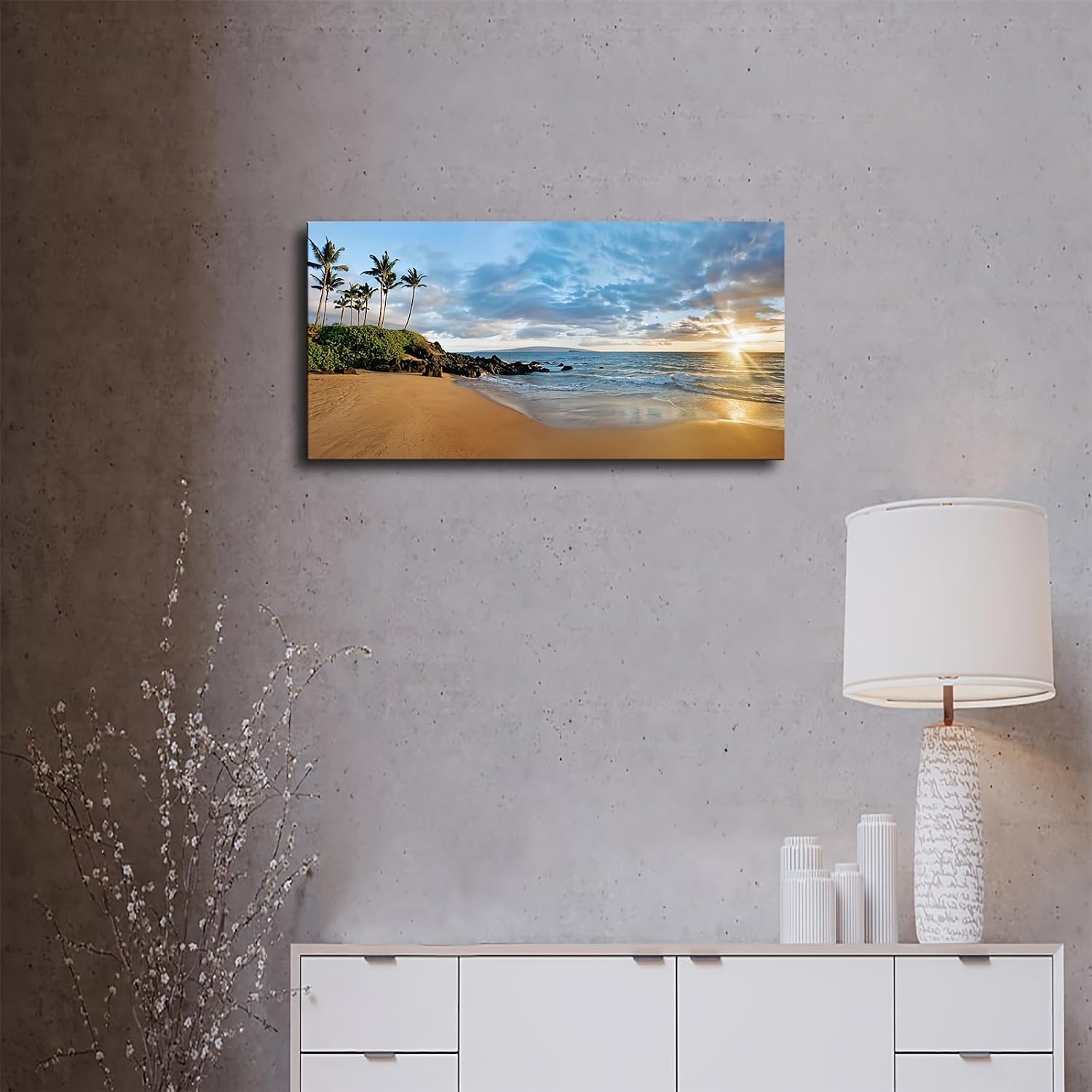 Landscape Wall Art Hawaii Maui Makena Secret Beach at Coastal Canvas Poster Wall Art Decor Print Picture Paintings for Living Room Bedroom Decoration (12×24inch_Unframed) image 3
